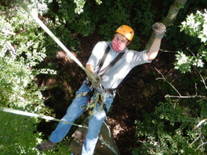 justin zip lining and rappelling at the gorge in north carolina