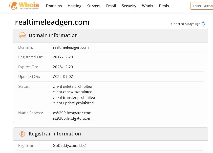WHOIS realtimeleadgen.com